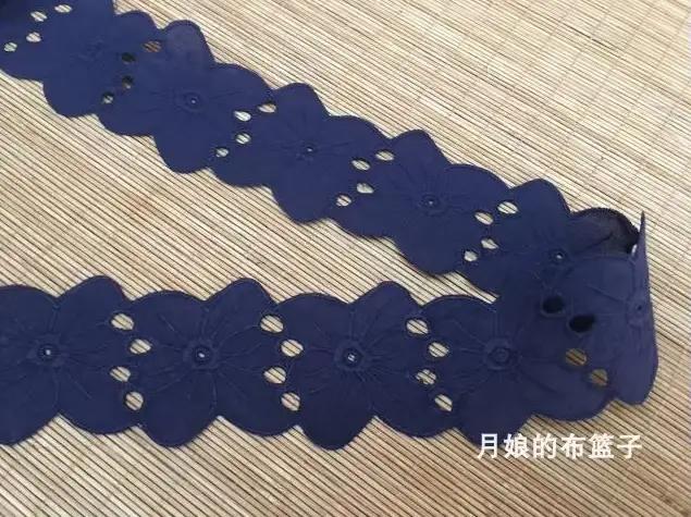 Garnitures en dentelle brodée en coton bleu marine, jupe bricolage, accessoires vestisens, tissu de gril, 2 m par lot