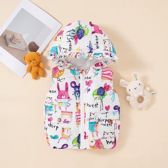 Gilets épais et chauds pour bébé garçon et fille, vêtements d'hiver à capuche avec graffitis colorés pour enfants de 6 mois à 3 ans, nouvelle collection