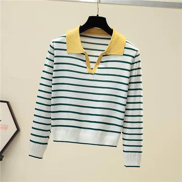 Jersey Mujer 2025 nouveau pull rayé femmes à manches longues décontracté rétro vêtements automne chandails femme