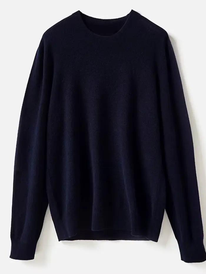 Hommes 100% laine mérinos pull basique col rond