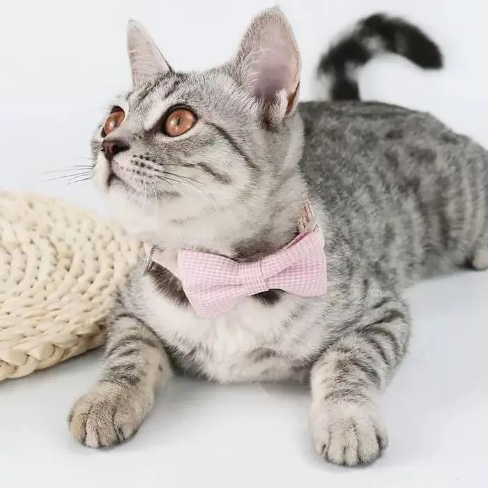 Collier pour chat mignon avec nœud papillon, Design réglable, pour chiens, chats, chiots, fournitures pour animaux de compagnie