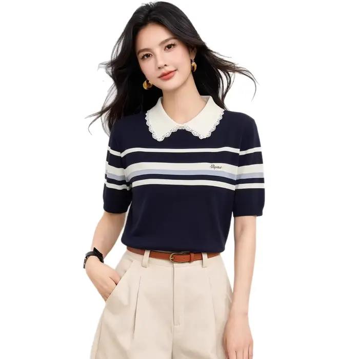 T-shirt décontracté polyvalent à manches courtes pour femme