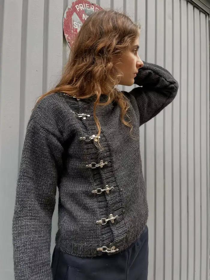 2025 nouveau pull cardigan à boutons européen et américain automne et hiver