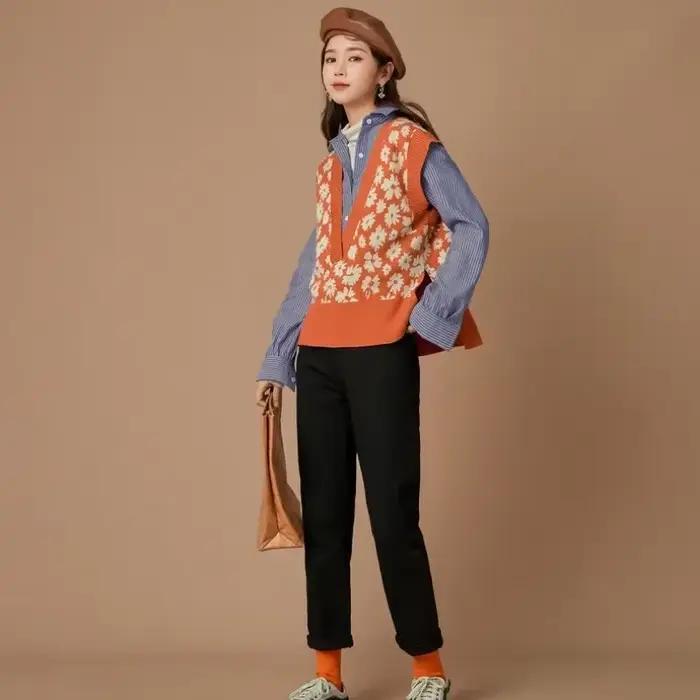 Kawaii solide mignon gilet imprimé mode vêtements 2025 tricot gilets pour femmes Crochet
