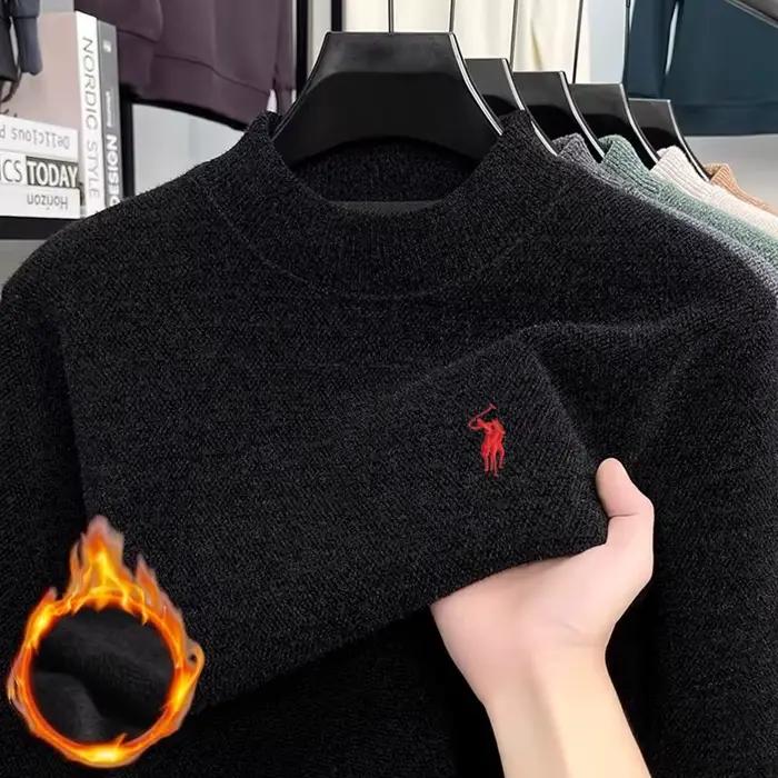 Marque de mode hommes Paul classique poney brodé confortable pull tricoté automne et hiver nouveau velours