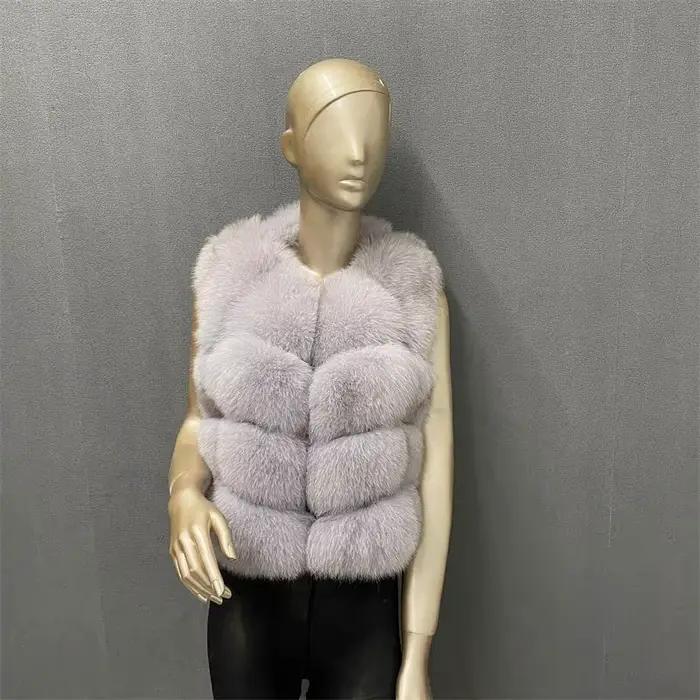 Gilet en fourrure de renard naturelle pour femmes automne hiver manteau gilet chaud sans manches fourrure vraie pour occasions spéciales
