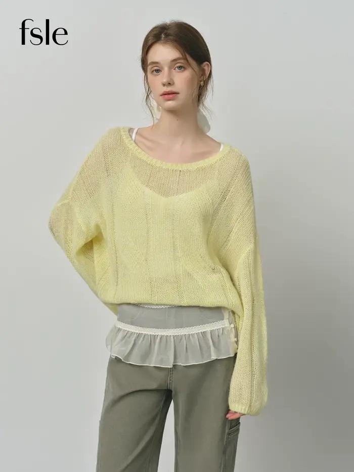 FSLE alpaga français paresseux câble tricot pull 2025 automne nouveau pull ample 25FS13066