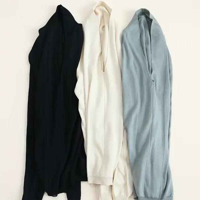 Pull en Cachemire à Manches sulfet Col en V pour Femme