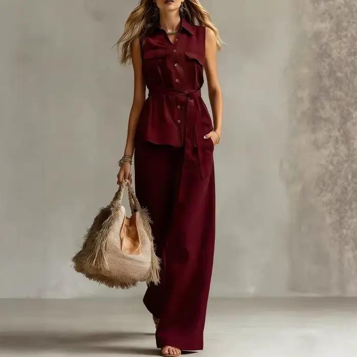 Ensemble élégant : Gilet à boutons et col à revers