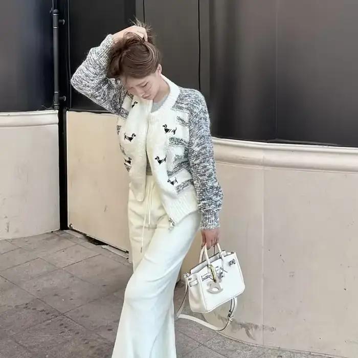 Cardigan pour femmes printemps automne tricoté pull femme veste d'extérieur col rond vêtements de sport ventes coréen Streetwear chaud