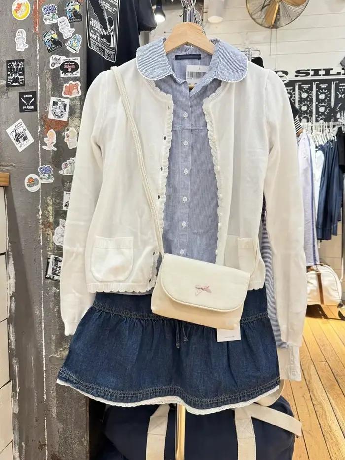 Bleu rayé col claudine Blouse femmes décontracté Style Preppy boutons à manches courtes t-shirt doux Vintage mignon T-shirts Y2K hauts nouveau