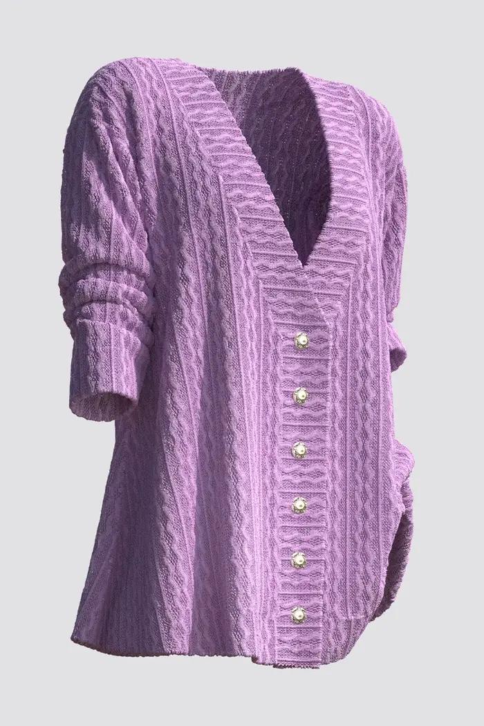 Flycurvy-Cardigan décontracté violet pour femme