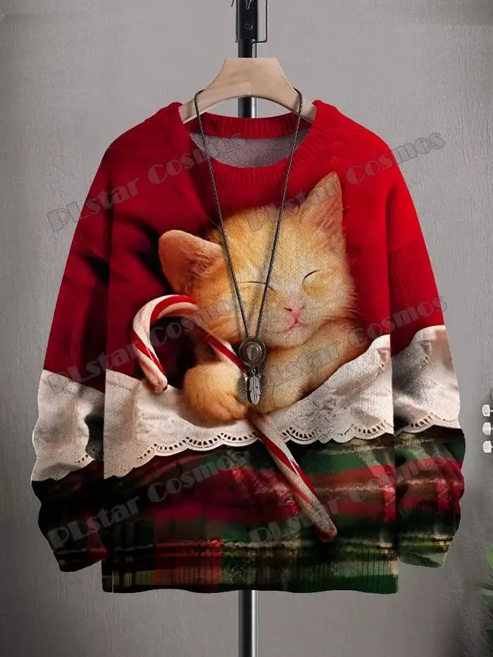 Noël jésus naissance Art & mignon alces Art 3D imprimé hommes tricoté pull hiver unisexe décontracté tricot