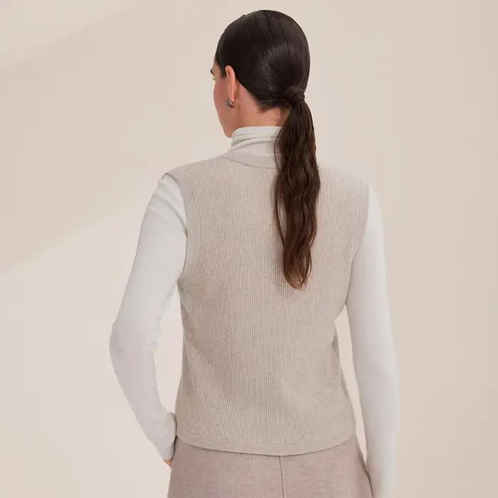 Cardigan sans manches en mélange de cachemire pour femme