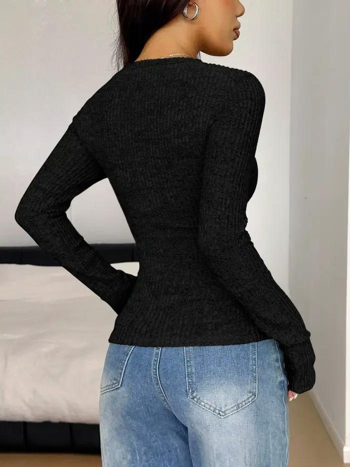 Pulls en dentelle tricotés à col en V pour femmes