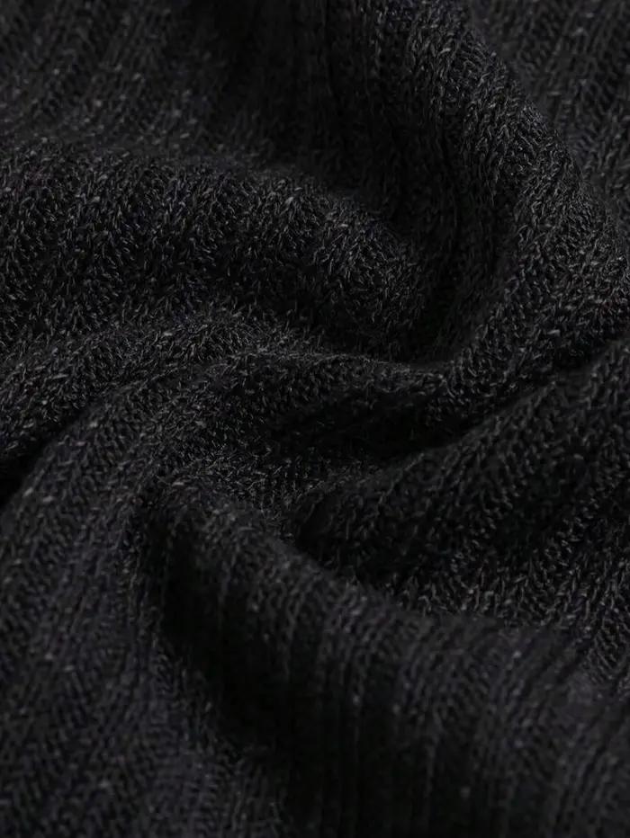 Pull à col haut pour homme, couleur unie, rayé, manches longues, t-shirt décontracté ajusté pour l'automne et l'hiver