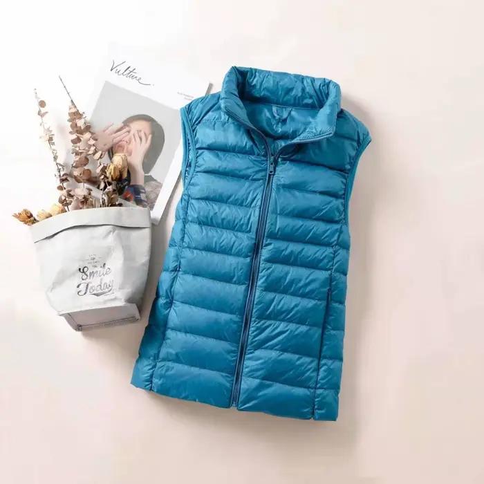 Nouveau Gilet Ultra Léger en Duvet pour Femme 2026 – Veste Sans Manches Slim Portable Coupe-Vent Légère pour Fille