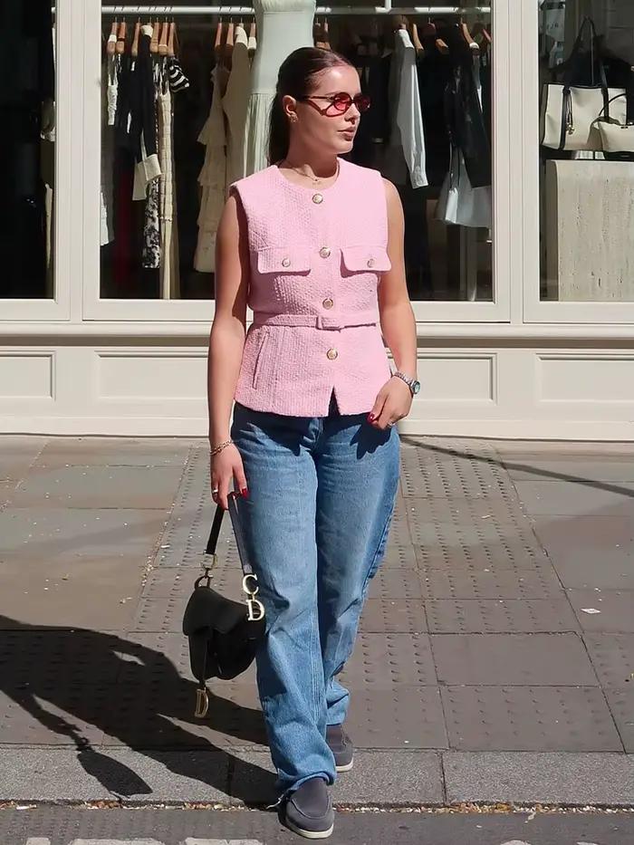 HH femmes élégant solide ceinture gilets hauts col rond bouton en métal sans manches gilet bureau vêtement d'extérieur