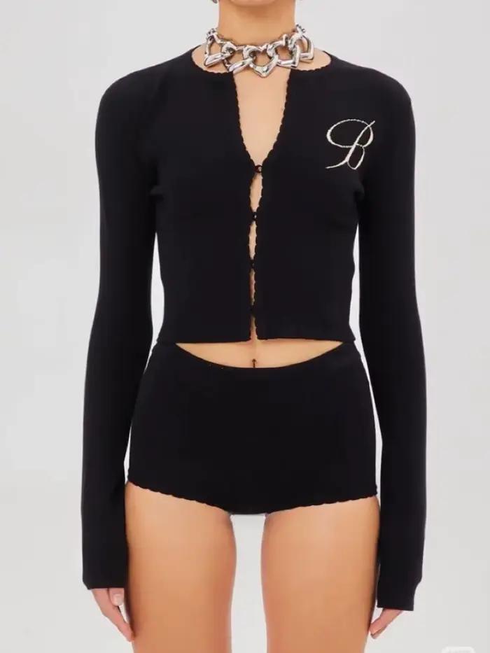 Blumarin a conçu un cardigan français haut de gamme en dentelle brodée avec crochet et boucle pour gaufres