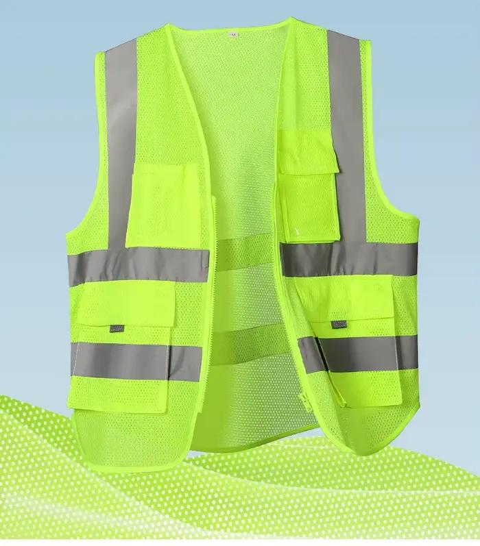 Gilet réfléchissant de travail de sécurité haute visibilité, vêtements de cyclisme en plein air personnalisés pour la circulation de Construction