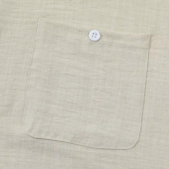 Chemise Henley à col montant pour homme, aspect lin, décontractée, manches courtes, boutonnée, légère, t-shirt d'été pour la plage