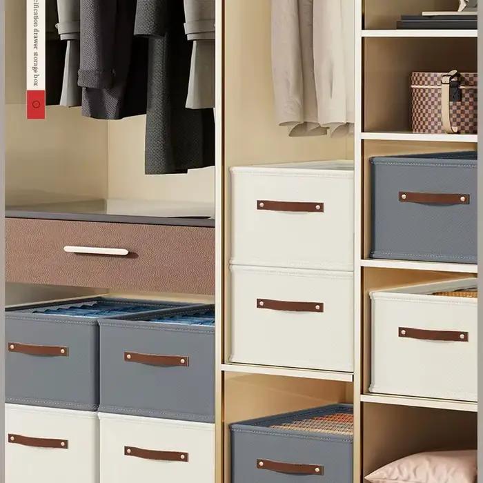 1 boîte de rangement en tissu Oxford avec fond ouvert - Organisateur de vêtements et de jouets