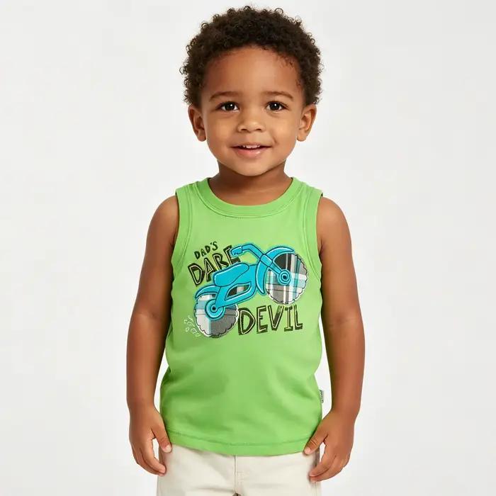Débardeur d'été pour bébé garçon, motif 'Dad's Dare Devil Motorcycle', en coton, sans manches, T-shirt pour tout-petit, hauts d'ensemble