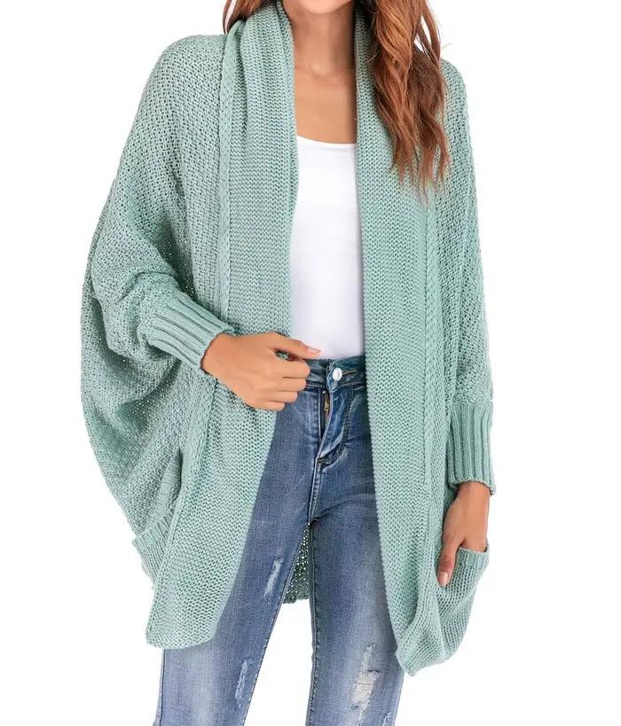 Nouveau cardigan en tricot à manches chauve-souris pour femme