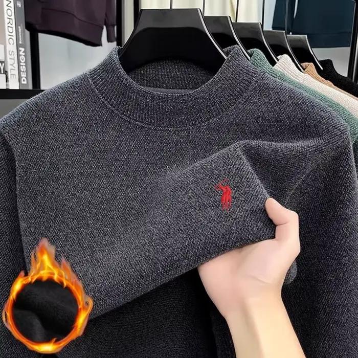 Marque de mode hommes Paul classique poney brodé confortable pull tricoté automne et hiver nouveau velours