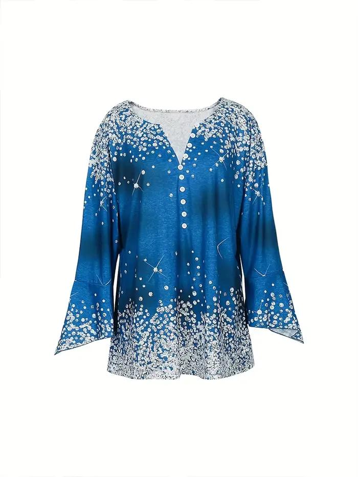 Pull à col rond et manches évasées imprimé pour femme