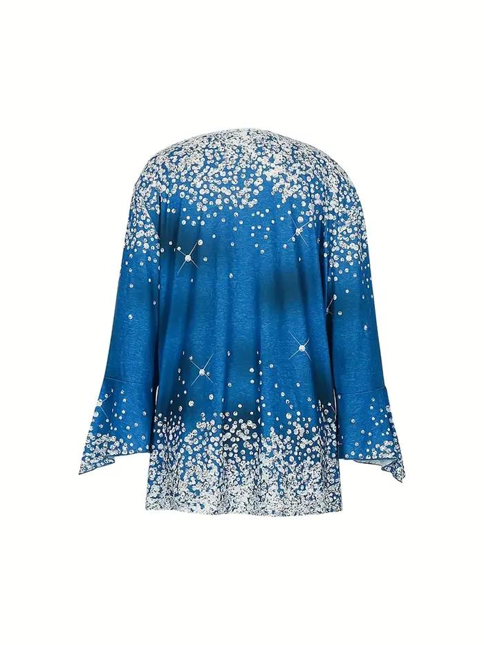 Pull à col rond et manches évasées imprimé pour femme