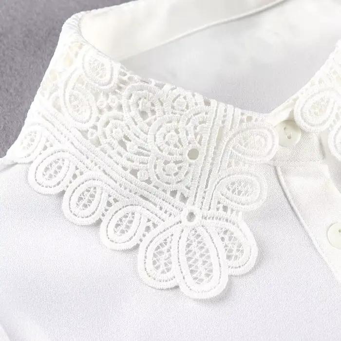 Linbaiway-Faux col en mousseline de soie pour femme, 18 styles, chemisier, chemise, faux col, dames, revers, poignées, col amovible, décor féminin