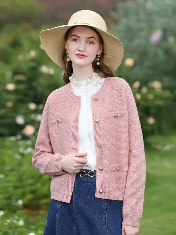 I BELIEVE YOU-Pull cardigan en tweed pour femme