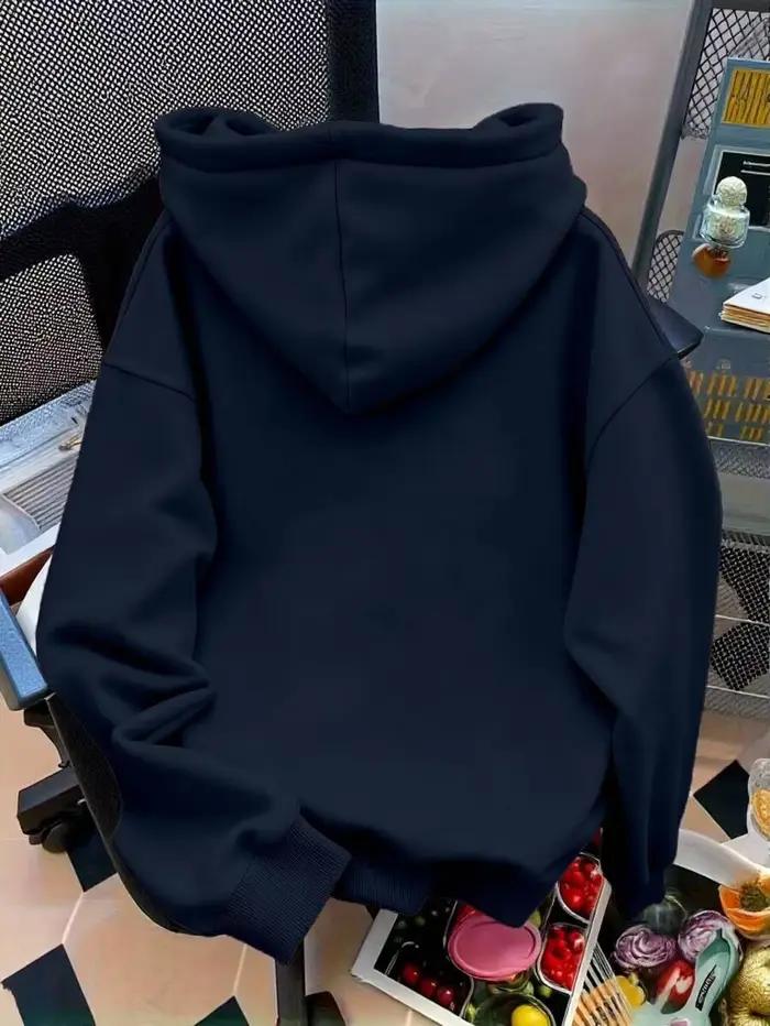 Sweat-shirt à capuche bleu marine avec imprimé nœud