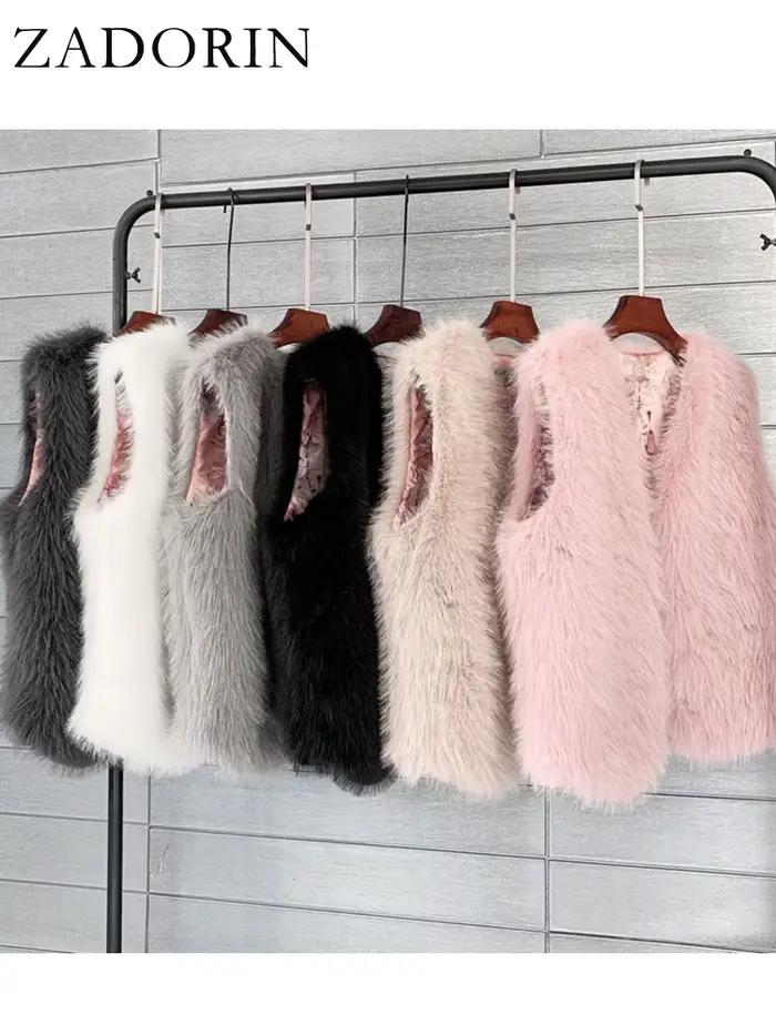 ZADORIN 2026 – Nouvelle Collection Automne Hiver – Gilet en fausse fourrure pour femme – Décontracté et chaud – Col en