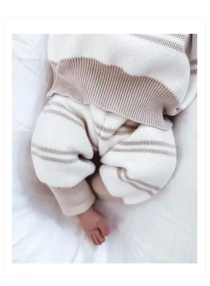 Nouveau-né bébé chandails garçon vêtements gris rayure bébé fille tenue ensemble tricot pull Ropa De Bebe Niña