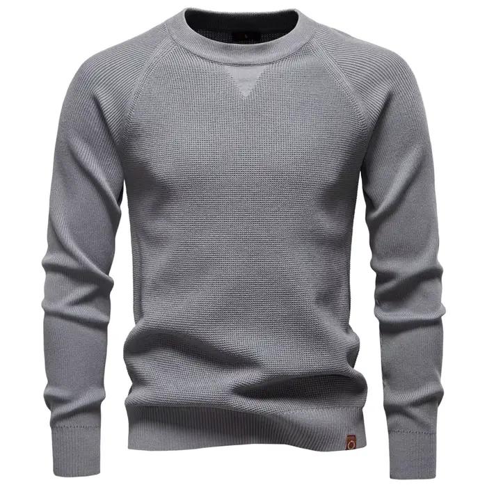 Nouveau col rond à la mode couleur unie pull pour automne et hiver affaires décontracté tricoté hommes