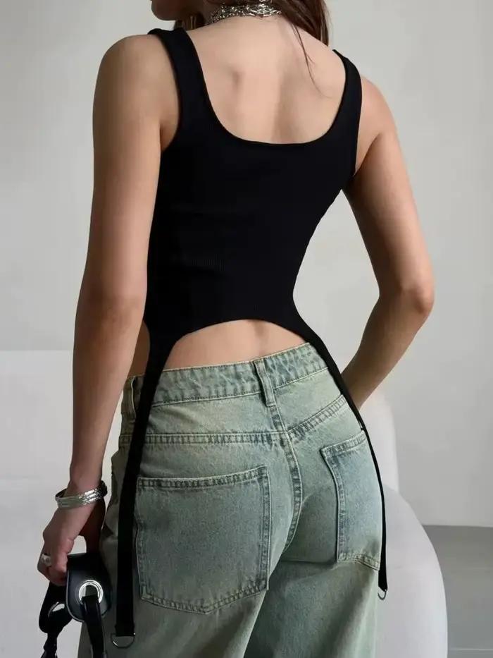 Gilet sexy européen et américain en forme de croix