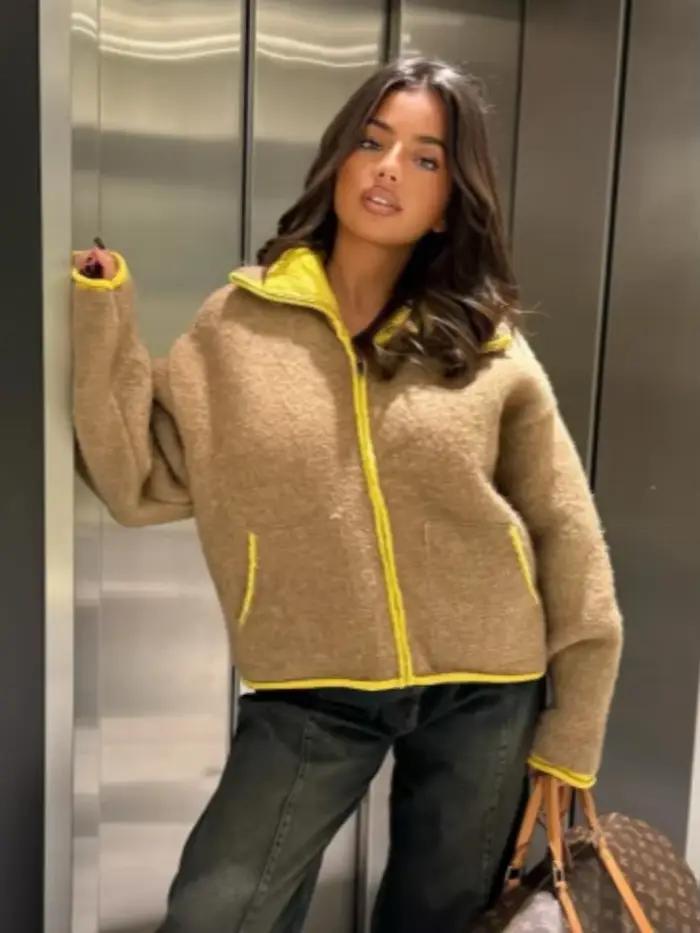 Nouveau Cardigan Chic à Fermeture Éclair pour Femme