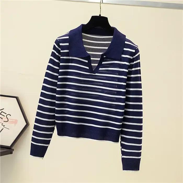 Jersey Mujer 2025 nouveau pull rayé femmes à manches longues décontracté rétro vêtements automne chandails femme