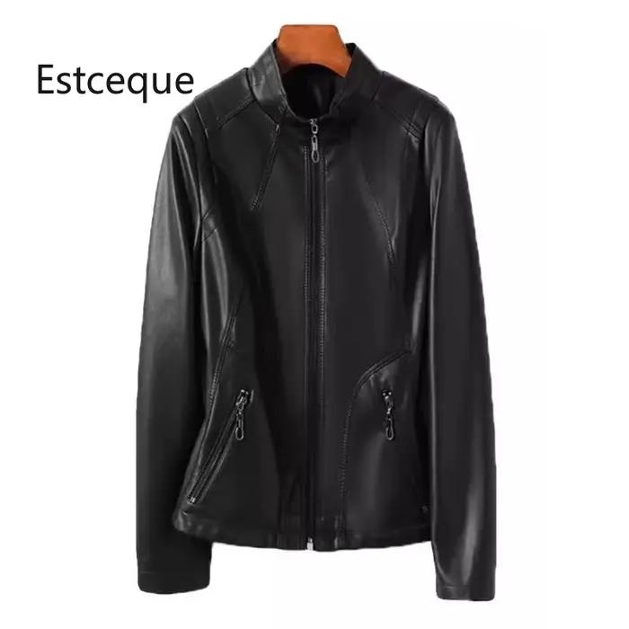 Nouveau printemps automne femmes manteau de peau de mouton 2025 cuir veste coréenne femme col montant couverture