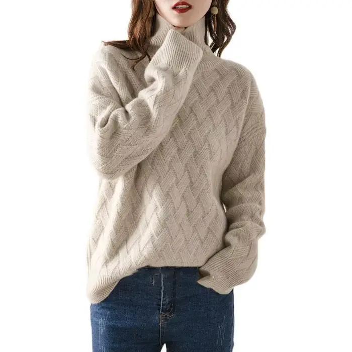 2024 nouvelles femmes pull ample hiver décontracté Chic cachemire surdimensionné épais