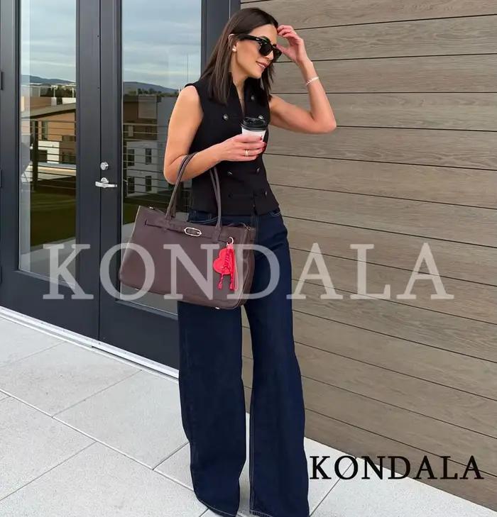 KONDALA Gilet Chic Femme Tendance Urbaine Élégant Vintage avec Boutons Décoratifs Veste