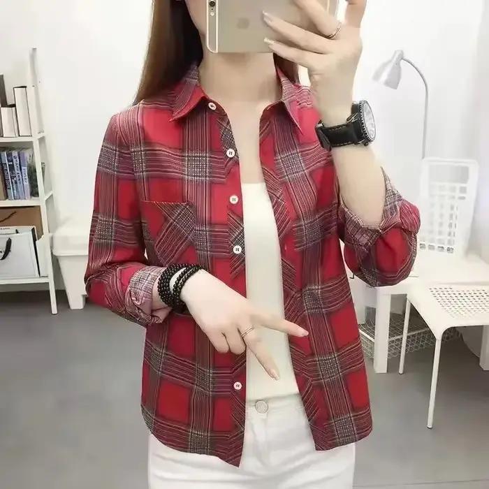 Chemises à carreaux de Style collégial pour femmes