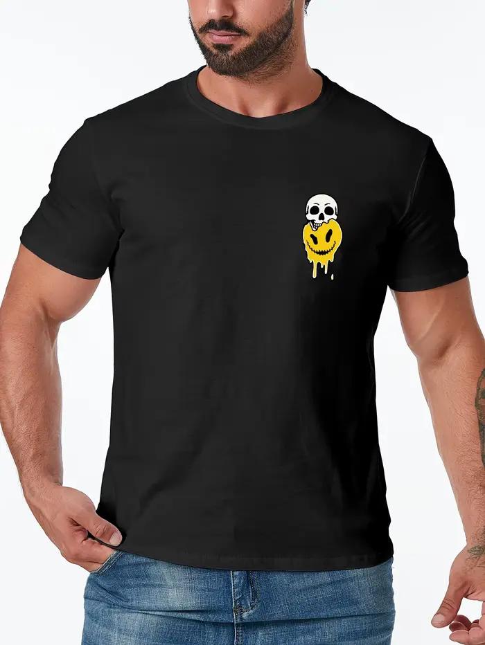 T-shirt décontracté à col rond pour hommes, blanc, coton, t-shirt à fond pour l'été