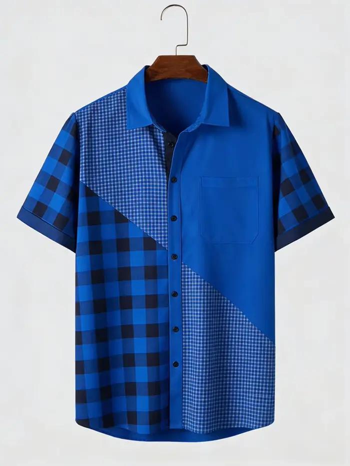 Chemise à col à manches courtes pour homme, style simple, imprimé géométrique haute définition, chemise hawaïenne, vêtements pour homme