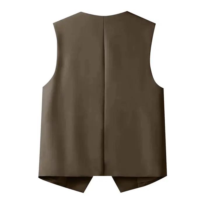 Débardeur sans manches pour femmes, haut de costume, bureau, élégant, solide, été, simple boutonnage, gilets formels, nouvelle collection 2025