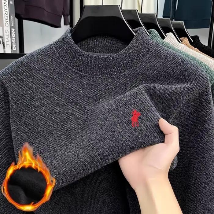 Pull confortable tricoté brodé de poney de marque Paul classique pour l'automne et l'hiver