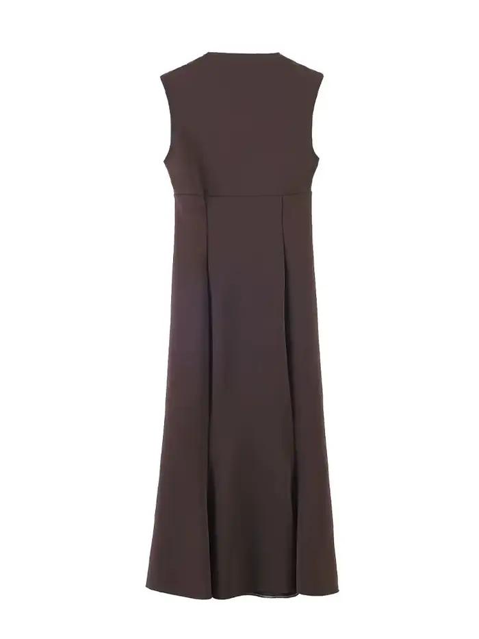 Robe Midi Plissée Tricotée Élégante et Moulante en Forme de Cœur pour Femme