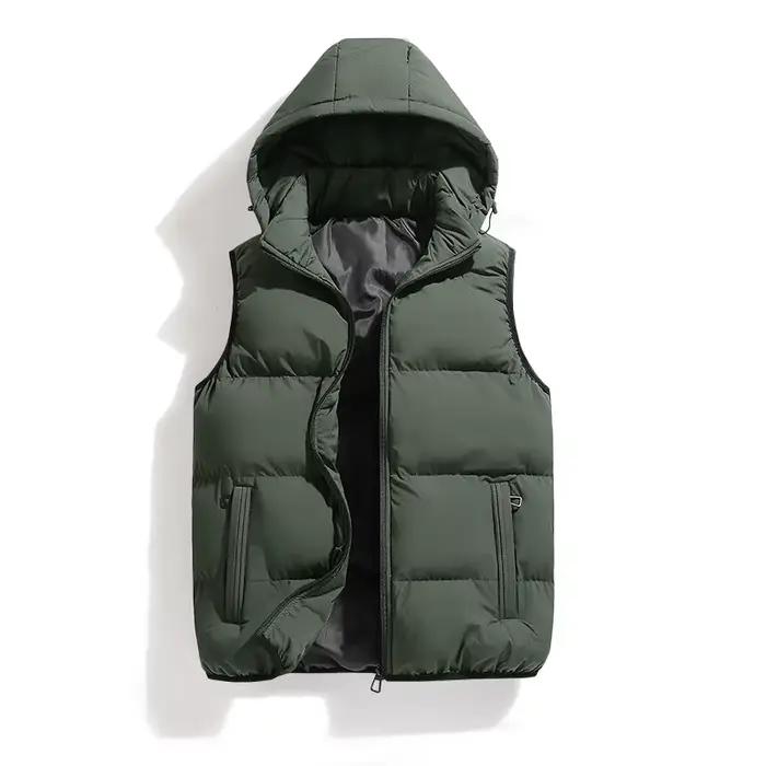 Hommes gilet veste chaude sans manches vestes hiver imperméable à l'eau manteau à glissière automne col montant gilet décontracté marque vêtements